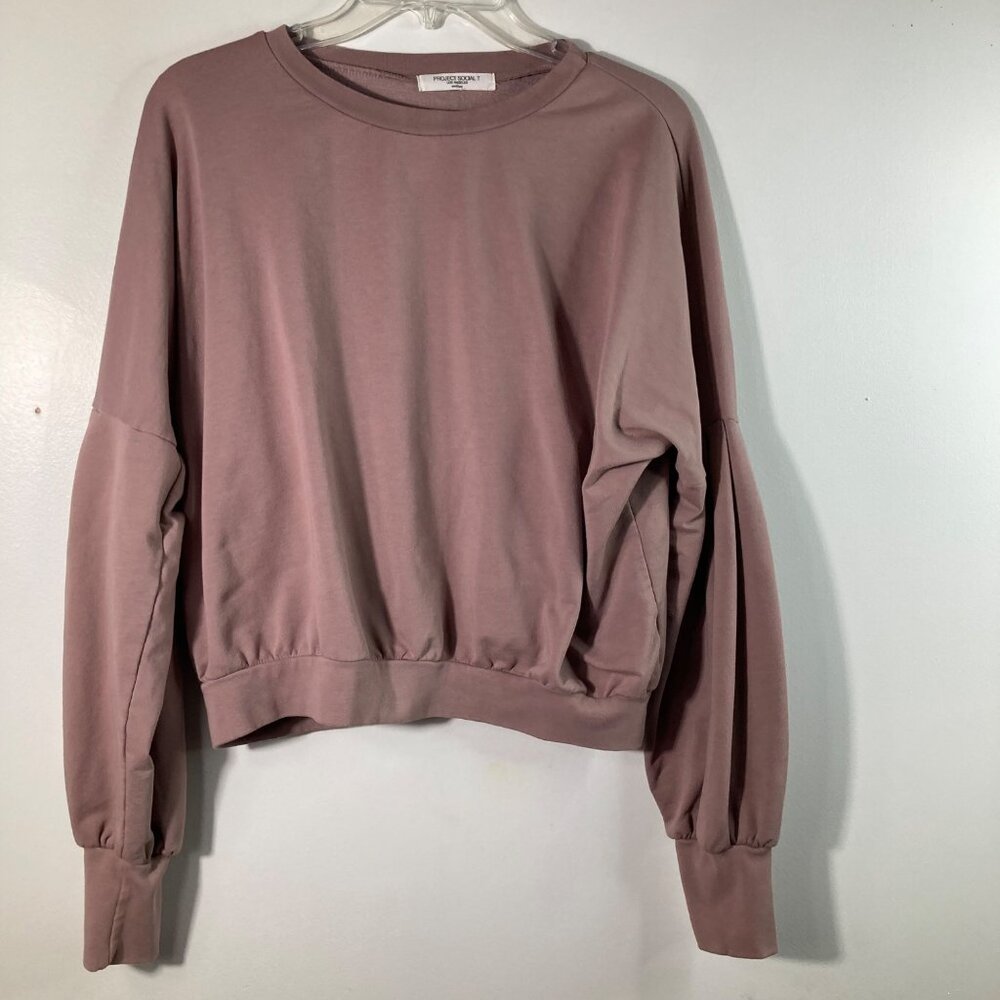 Womens UO Project Social T Sweatshirt M Mauve Cotton Polyester Spandex Long Slee